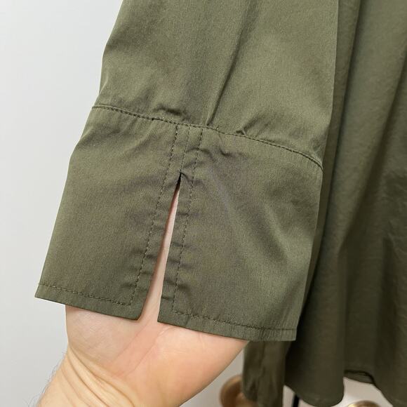 Habitat Womens The One Hidden Placket Button Up Shirt Size XL Green 3/4 Sleeve - Picture 5 of 8